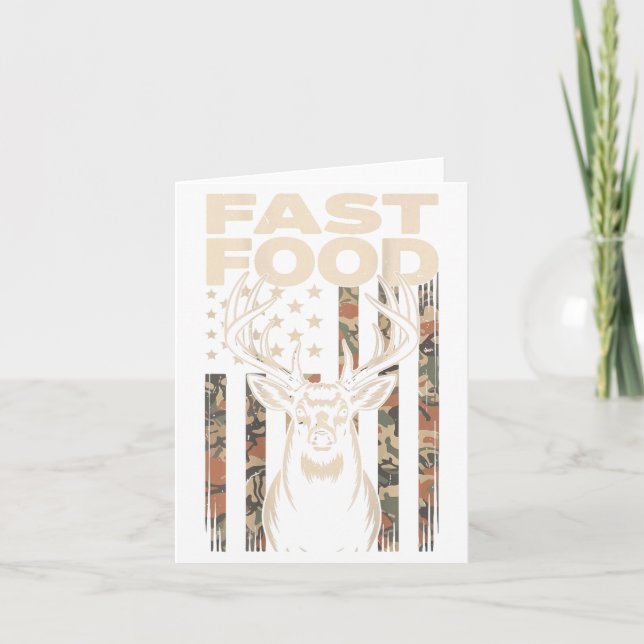Cartão Camo Deer Hunting Fast Food Gag Hunter Gift Funny  (Frente)