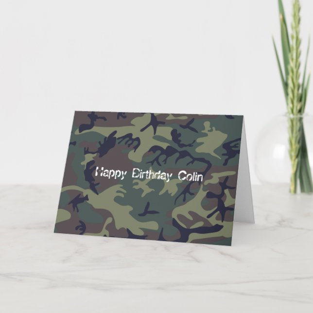 Cartão Camo Hunting Pattern Birthday (Frente)