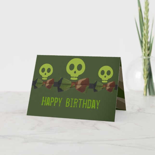 Cartão Camo Skeleton Birthday (Frente)