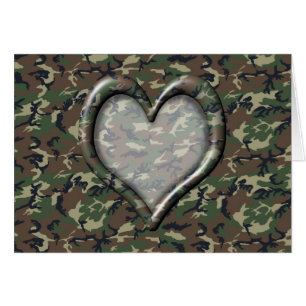 Cartão Camouflage Heart - Woodland