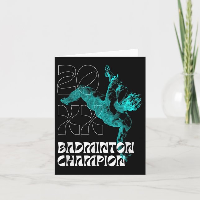 Cartão Campeão de Badminton Raquete Torneio de Peteca Ven (Frente)