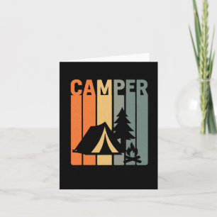 Cartão Camper Retro Funny Camping Tent Fire Pine Tout