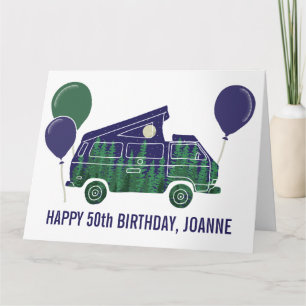 Cartão Camper Van com placa de texto personalizada de inc