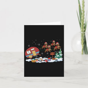 Cartão Camper Van Dachshund Cachorro Trenó Santa Chapéu N