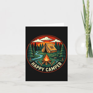 Cartão Camping feliz busca aventura acampamento fogueira