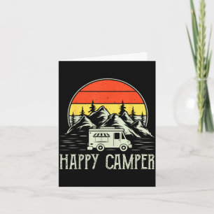 Cartão Camping feliz menino pequeno engraçado van camping