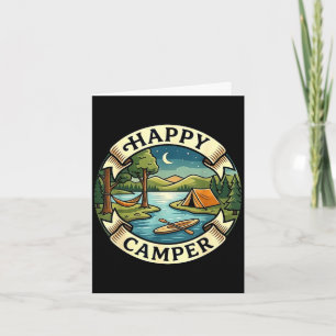 Cartão Campingista feliz busca aventura acampamento fogue