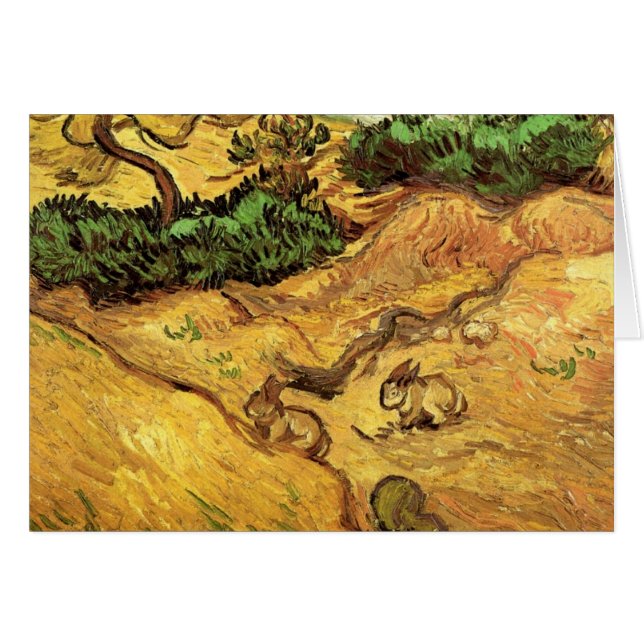 Cartão Campo com dois coelhos por Vincent van Gogh (Frente Horizontal)