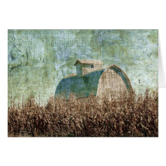 Cartão Campo de celeiro e milho perto da hora de colheita
