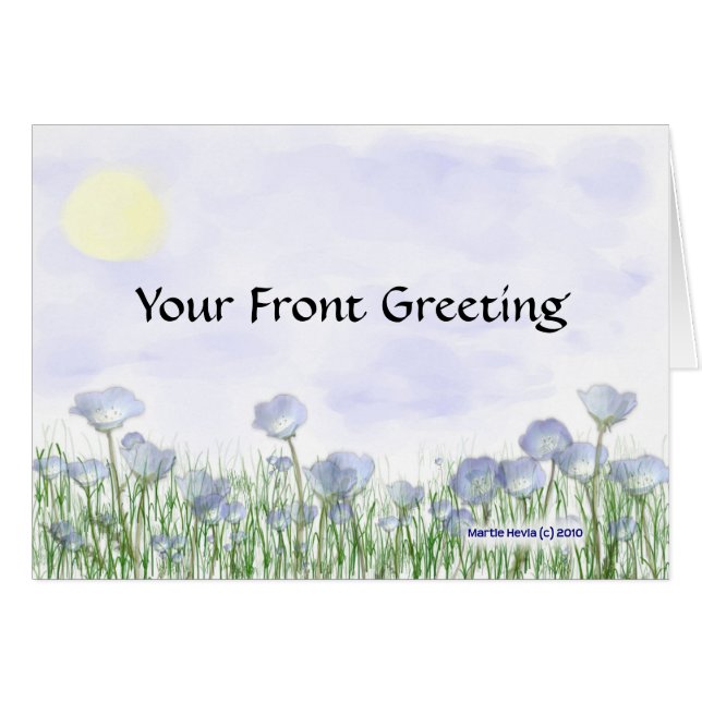 Cartão Campo de Flores Azuis (Frente Horizontal)