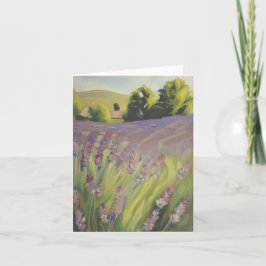 Cartão Campo de lavanda aquarela personalizável