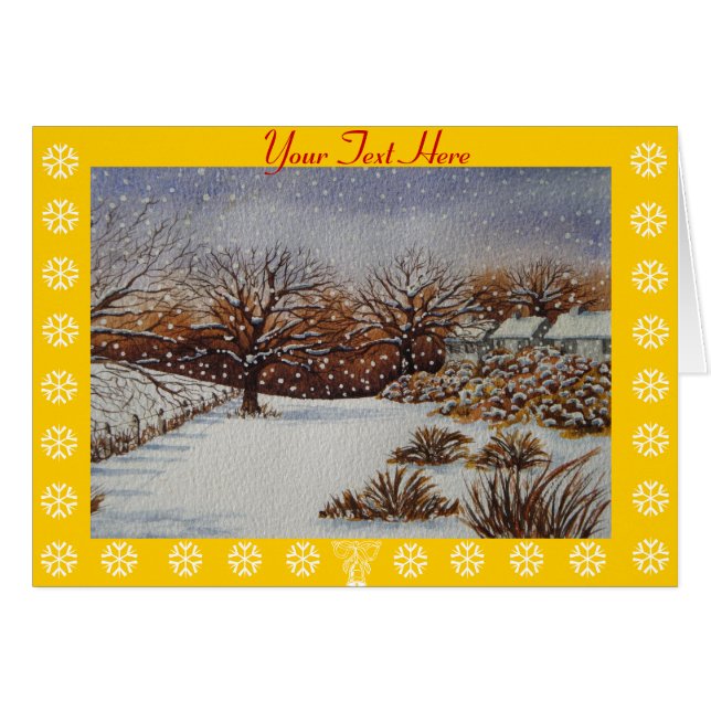 Cartão campo de neve rural no natal (Frente Horizontal)