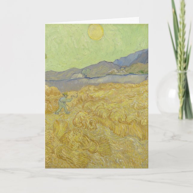 Cartão Campo de Trigo com Ceifador de Van Gogh - Sol Dour (Frente)