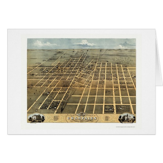 Cartão Campo, mapa panorâmico do IL - 1869 (Frente Horizontal)