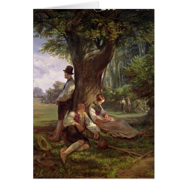 Cartão Camponeses que têm um Siesta, 1841 (Frente)