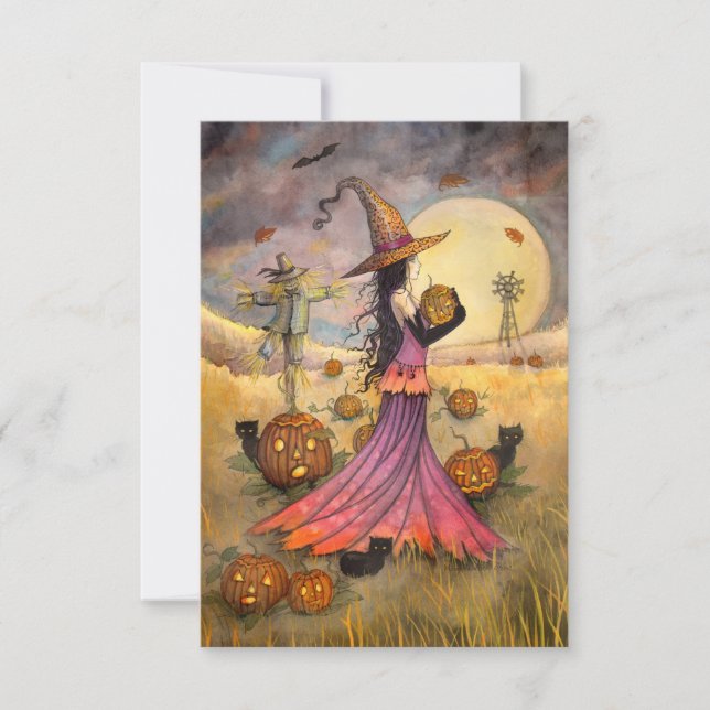 Cartão Campos de Fantasia de Outubro Com Arte de Hallowee (Frente)