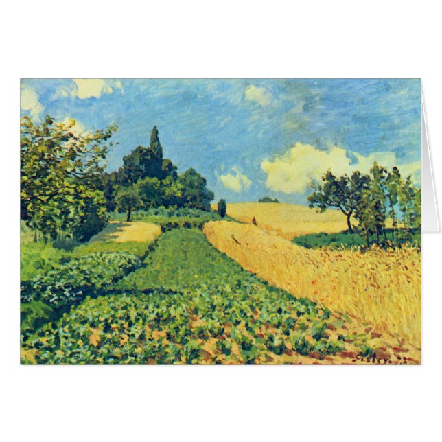 Cartão Campos de grão Argenteuil de Alfred Sisley (Frente horizontal)