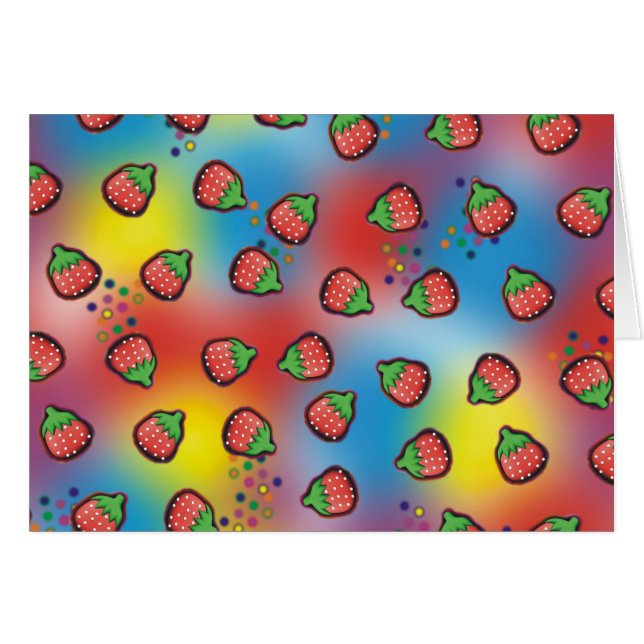 Cartão Campos de Morango Tie Dye (Frente Horizontal)