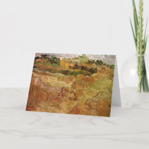 Cartão Campos de Trigo com Auvers de Vincent van Gogh