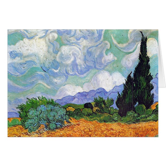 Cartão Campos de trigo com Cypress Van Gogh Fine Art (Frente horizontal)