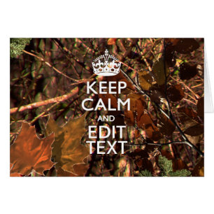 Cartão Camuflagem de Fall Season Mantenha Calmo Seu Texto