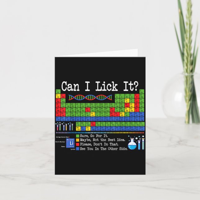 Cartão Can I Lick It Periodic Table Funny Science Teacher (Frente)