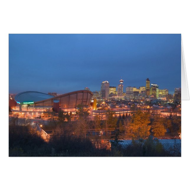 Cartão Canadá, Alberta, Calgary: panorama da cidade a par (Frente Horizontal)