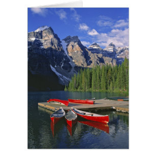 Cartão Canadá, Alberta, Lago Moraine. Canoas vermelhas ag