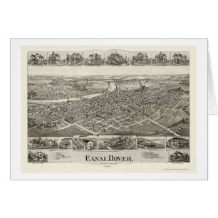 Cartão Canal mapa panorâmico de Dôvar, OH - 1899