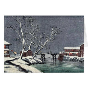 Cartão Canal na neve Ukiyoe
