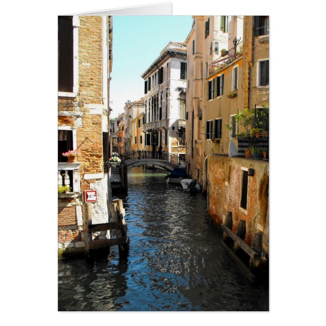 Cartão Canal silencioso em Veneza, Itália (Frente)