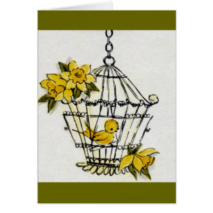 Cartão Canário e Dafodills