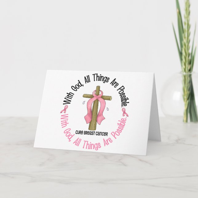 Cartão Cancer DA Mama COM DEUS CROSS 1 (Frente)