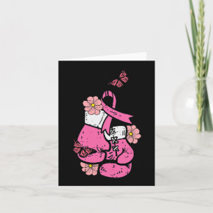 Cartão Cancer de Mama Boxando Fita Rosa Sensibilização Fi