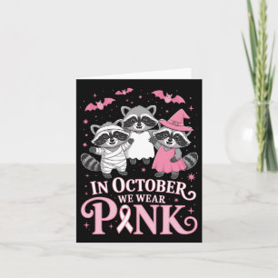 Cartão Cancer de mama Sensibilização Raccoon Halloween Br