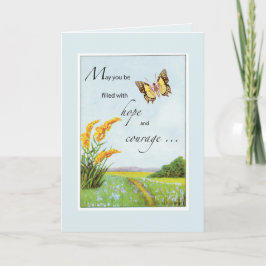 Cartão Cancer Support Get Well Butterfly and Countryside