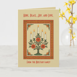 Cartão Candelabro de Advento Estilizado Floral Nórdico de