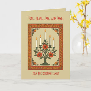 Cartão Candelabro de Advento Estilizado Floral Nórdico de