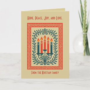 Cartão Candelabro de Advento Estilizado Natal Nórdico Nat
