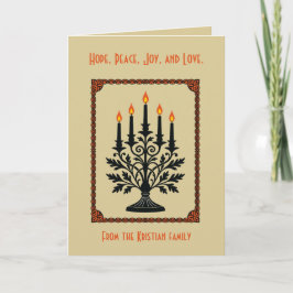Cartão Candelabro de Advento Estilizado Nórdico de Natal
