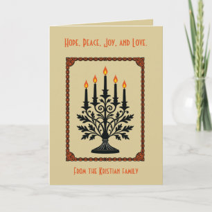 Cartão Candelabro de Advento Estilizado Nórdico de Natal