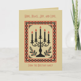 Cartão Candelabro de Advento Estilizado Nórdico de Natal