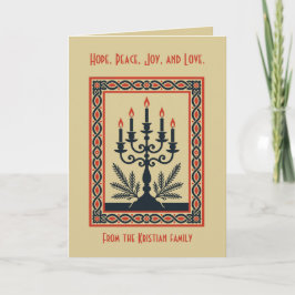 Cartão Candelabro Estilizado de Advento Nórdico de Natal