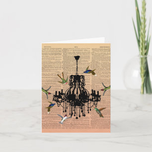 Cartão Candelabro Notecard do colibri da página do livro