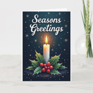Cartão Candle & Holly – Season’s Greetings