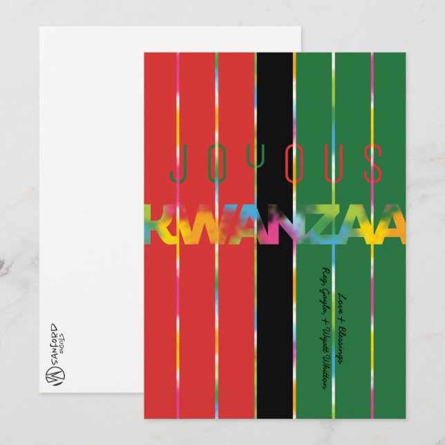 Cartão Candle Stripes Kwanzaa (Frente/Verso)
