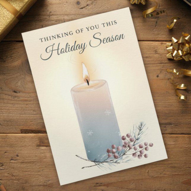 Cartão Candlelight Natal Simpatia Pêsames (Christmas Sympathy Condolence Card)
