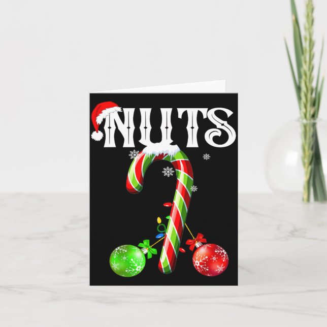 Cartão Candy Cane Chest Nuts Couples Funny Chestnuts Xmas (Frente)