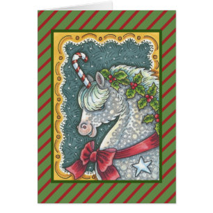 CARTÃO CANDY CANE CHRISTMAS UNICORN, HOLIDAY PONY FANTASI