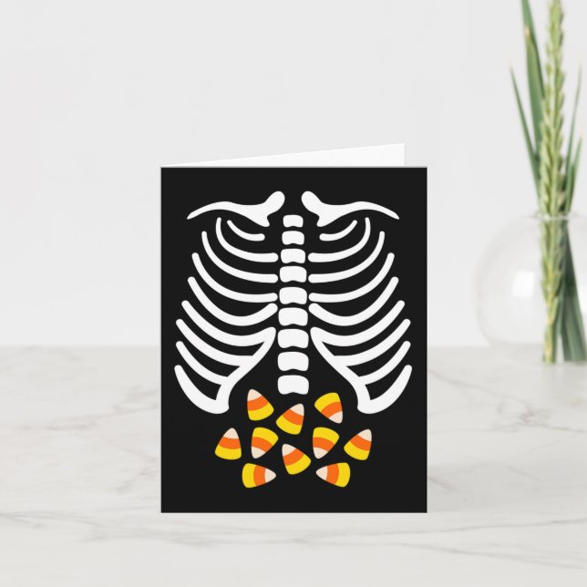 Cartão Candy Corn Skeleton Rib Cage Halloween (Frente)